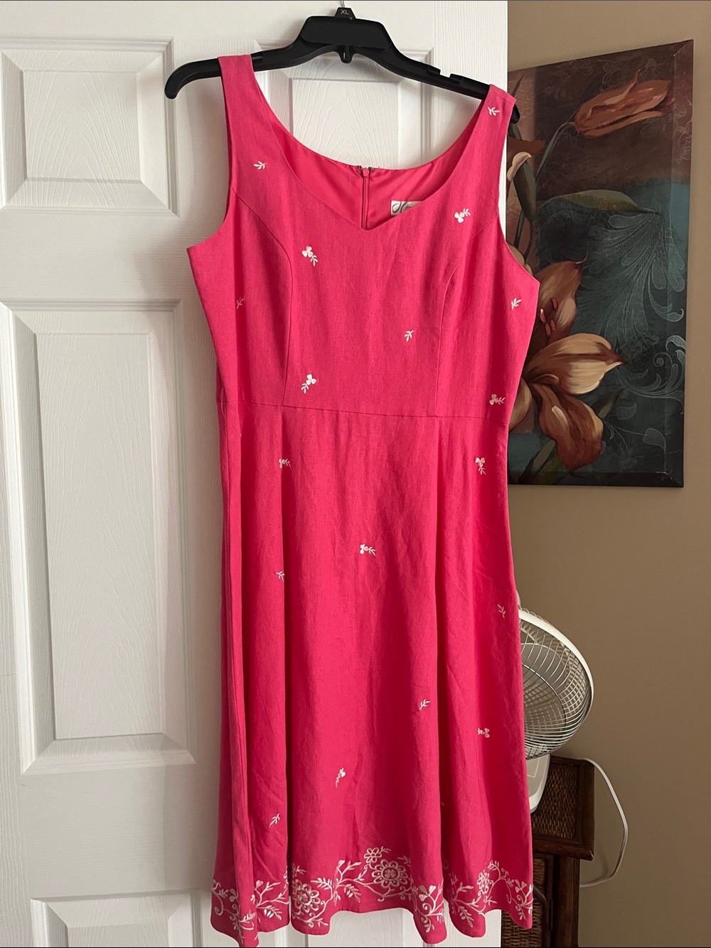 dressbarn Pink Sleeveless Embroidered Midi Dress